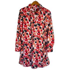Gilligan & O'Malley Bold Floral‎ Print Long Sleeve Cotton Sleep Shirt Size Small
